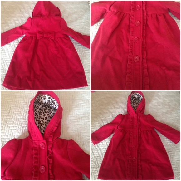 Little red hooded coat & Leopard inner hood coat - Picture 1 of 4